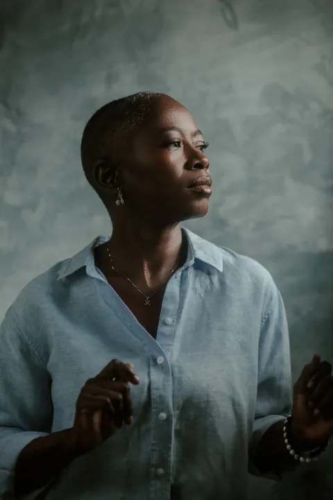 A photo of Karen Lord, a black woman.