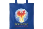 Blue tote bag with Iridescence logo